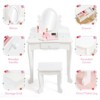 GustoWave Kids' Vanity Set with Mirror, Makeup Table and Stool for Girls, Vanity Desk and Chair with Wood Makeup Playset for 4-9 Girls, White - 2 of 4