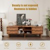 63 Inch TV Cabinet, Retro Style TV Sideboard Console Table with 4 Slope Design Drawers - 2 of 4