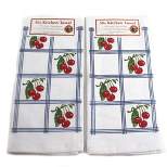 Red And White Kitchen Company Decorative Towel Country Cherries Blue Set/2  -  2 Towels 24.00 Inches -  100 Cotton 50S Design Retro  -  Vl74s  Setof2 