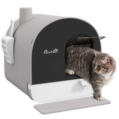LunaLulinlk GrayCat Litter Box with Lid with Scoop and Filter