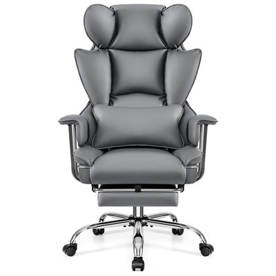 KERDOM Office Desk Chair, Big and Tall Executive Chair with Footrest, Ergonomic Reclining High Back Support, Gray