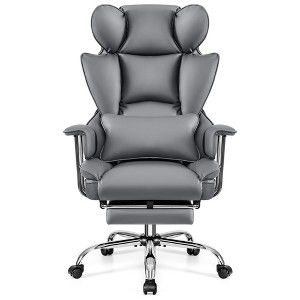 KERDOM Office Desk Chair, Big and Tall Executive Chair with Footrest, Ergonomic Reclining High Back Support, Gray - 1 of 4
