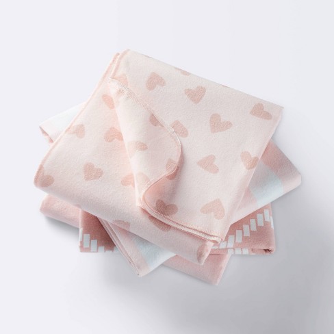 Pink baby store blanket with hearts