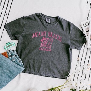 Simply Sage Market Women's Miami Beach Florida Short Sleeve Relaxed Fit Cropped Tee - 1 of 2