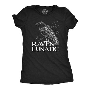 Womens Raven Lunatic T Shirt Funny Dark Crow Lovers Tee For Ladies - Crazy Dog Women's T Shirt - 1 of 4
