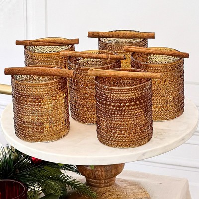 Amber Beaded 10 oz. Vintage Glassware Set of 6