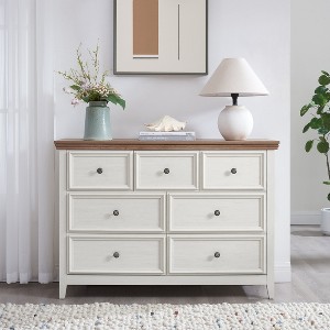 HDZNVF Modern 7 Drawers Dresser, Chest of Drawers Closet Organizers and Storage Clothes Storage Drawers Dressers, Beige - 1 of 4