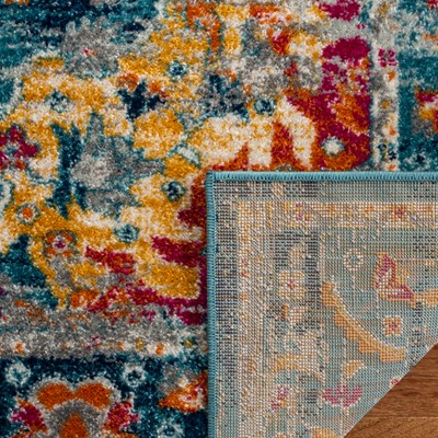 Teal and Fuchsia Flat Woven Synthetic Area Rug, 3' x 5'