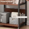 Homhougo 3 Tier Large Printer Table with Storage Shelves, Mobile Printer Cart with Wheels for Home Office Heat Press Mini Fridge, Brown - 4 of 4