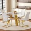 4-Piece Dining Set with Sintered Stone Tabletop and Dining Chairs with Golden Metal Leg - 3 of 4