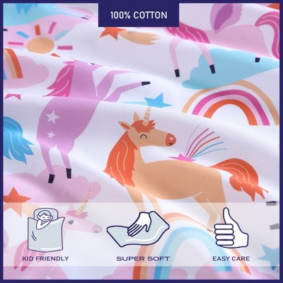 Pink Unicorn Print Microfiber Full Sheet Set