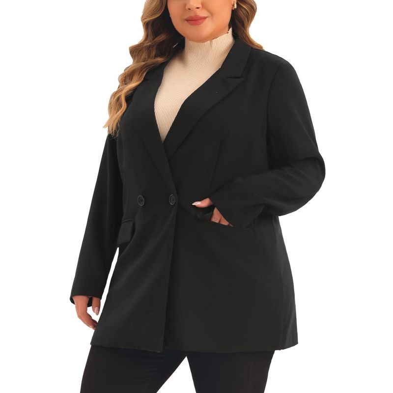 Agnes Orinda Women's Plus Size Lapel Button with Pockets Office Work Jackets Blazer, 2 of 6