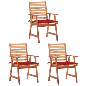 vidaXL Patio Chair Set of 3 Natural wood, Beige cushions - 1 of 4