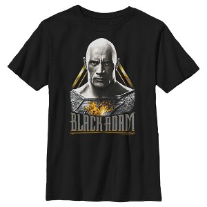 Boy's Black Adam Grey and Gold Portrait Stare T-Shirt - 1 of 4