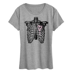 Women's - Instant Message - Ribcage Bleeding Heart Short Sleeve Graphic T-Shirt - 1 of 4