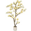4-6FT Faux Magnolia Plants Artificial Flower Trees Fake Plants Arrangement Decor Indoor Outdoor Artificial Vivid Leaves White Pot - 3 of 4