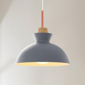 Rennnsan Veorix 11"W 1-Light Dome Wood Modern Dimmable Pendant - 1 of 4
