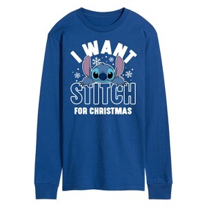 Men's - Lilo and Stitch - I Want A Stitch For Christmas Long Sleeve Graphic T-Shirt - 1 of 4