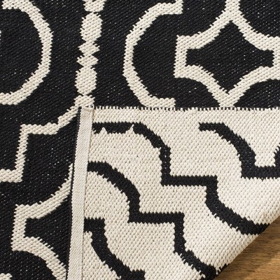 Handmade Black and Ivory Wool Cotton Reversible Area Rug 2'6" x 4'
