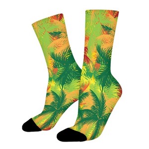 Tropical Forest Leaves Women Printed Crew Socks Funny Funky Socks Soft Polyester Novelty Gifts for Artists Men - 1 of 1