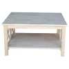 Hampton Square Coffee Table - Unfinished - International Concepts: Hardwood, 34" Wide, Fixed Shelf - 2 of 4