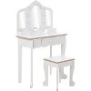 Vanity Set with 3 Mirrors, Pretend Play Girls Vanity Table and Chair Set with Lighted Mirror - 3 of 4