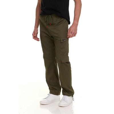 Canada Weather Gear Men’s 4-Pocket Lightweight Cargo Pants – Elastic Waistband with Drawstring, Adjustable Hem, Relaxed Fit