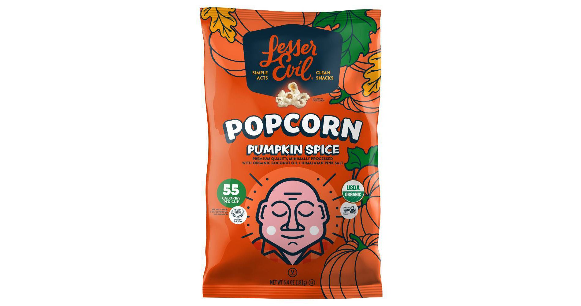 LesserEvil Organic Popcorn Pumpkin Spice - 6.4oz