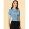 INSPIRE CHIC Women's Sweet Ruffle Trim Peter Pan Collar Button-Down Shirt - 2 of 4
