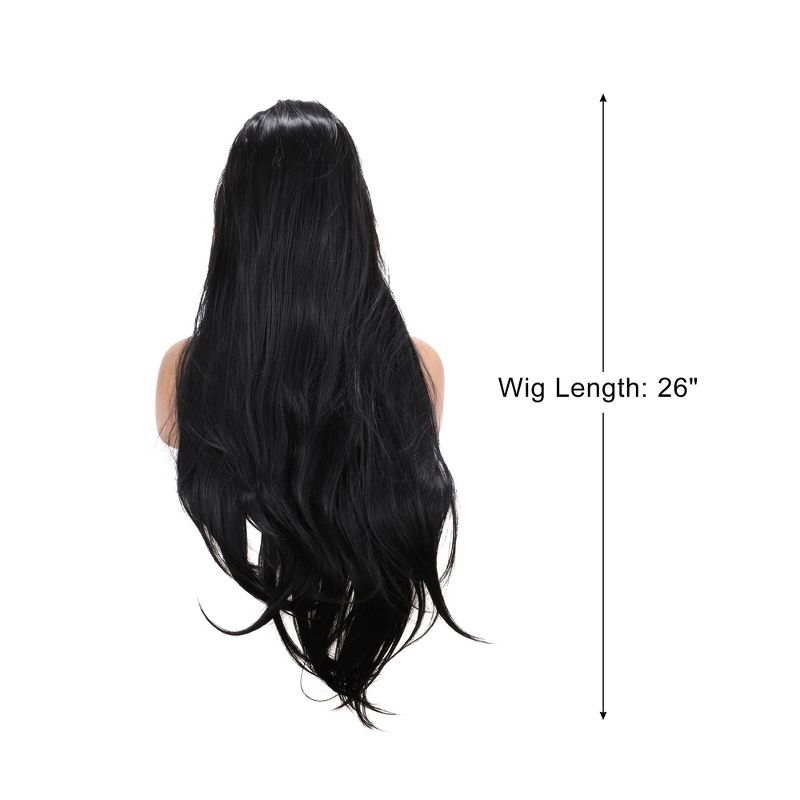 Unique Bargains Women's Beautiful Long Straight Hair Lace Front Wigs with Wig Cap 26" Black 1 Pc, 2 of 7