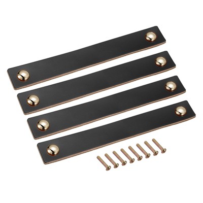 Unique Bargains Leather Dresser Drawer Door Cabinet Knobs and Pulls 4 Pcs