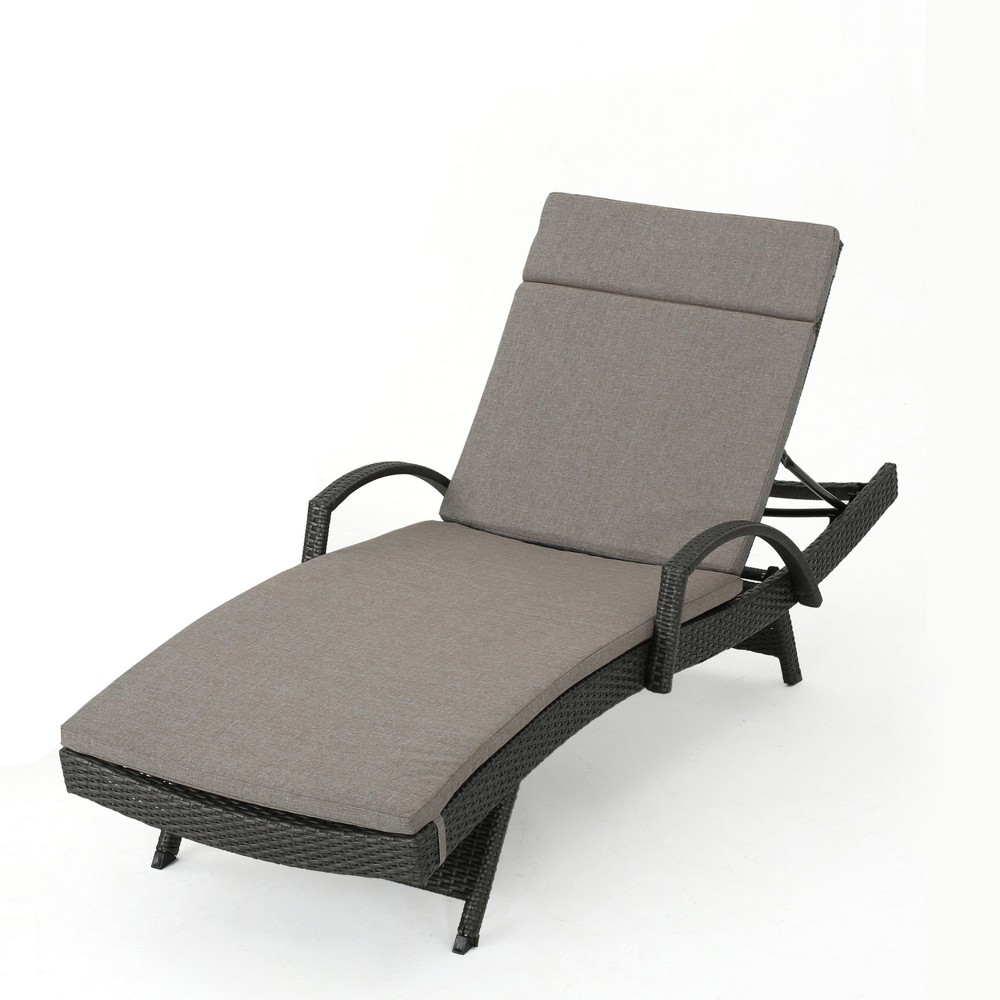Salem Gray Wicker Adjustable Chaise Lounge with Arms Charcoal Christopher Knight Home