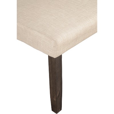 Transitional Brayden Dining Bench in Rich Espresso and Beige Fabric