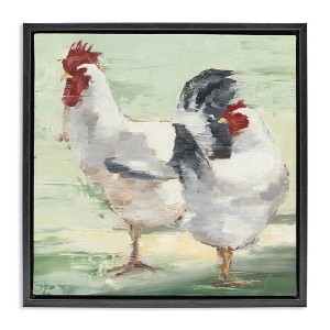 Stupell Industries Farmhouse Chickens Hens Painting Floating Frame Canvas Art - 1 of 4
