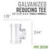 Pipe Decor 1/2 in. x 1/2 in. x 3/4 in. Galvanized Reducing Tee - 3 of 4