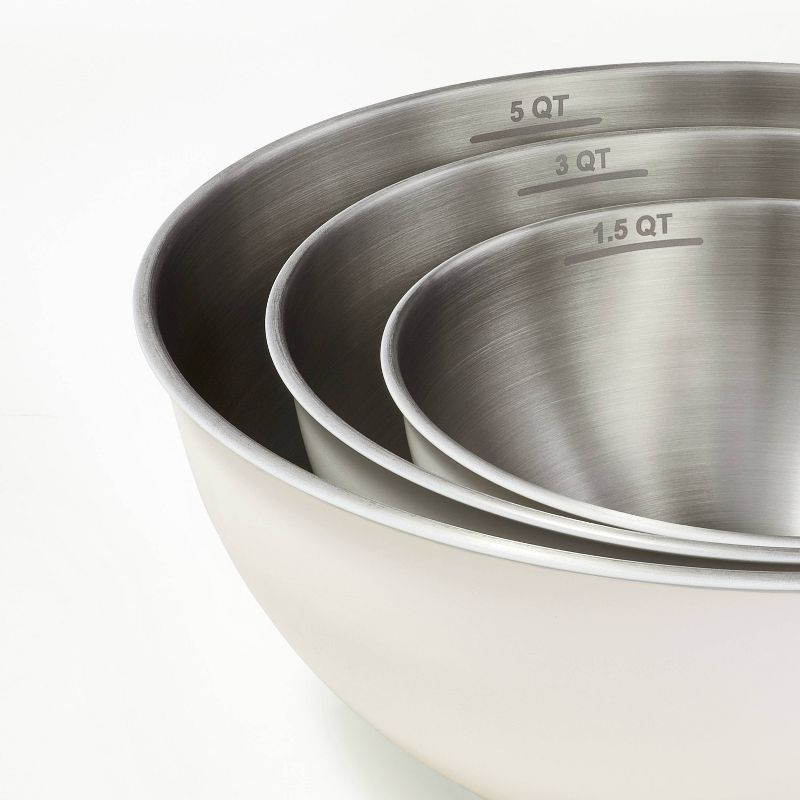 3pc (5qt, 3qt & 1.5qt) Stainless Steel Non-Slip Mixing Bowls (no lids) - Figmint™, 4 of 7