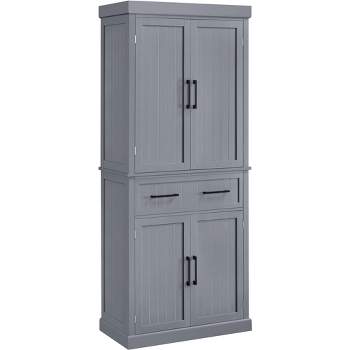 Yaheetech 72.5"H Kitchen Pantry Cabinet with Doors and Adjustable Shelves, Dark Gray