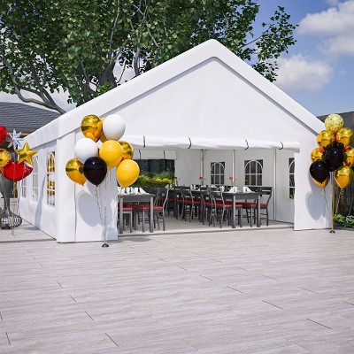 1pc 20x20FT Outdoor Party Tent, White PE Fabric Canopy with Metal Frame, Removable Sidewalls & Storage Bags for Events and Weddings - Coolbibila
