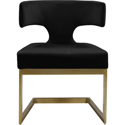 Sumptuous Black Velvet and Gold Metal Contemporary Dining Chair