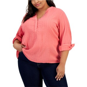 Tommy Hilfiger Womens Popover Roll Tab Tunic Blouse - 1 of 1
