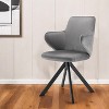 HomeRoots Gray And Black Upholstered Velvet Dining Arm Chair - 2 of 4