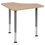 Flash Furniture Triangular Natural Collaborative Student Desk (Adjustable from 22.3" to 34") - Home and Classroom