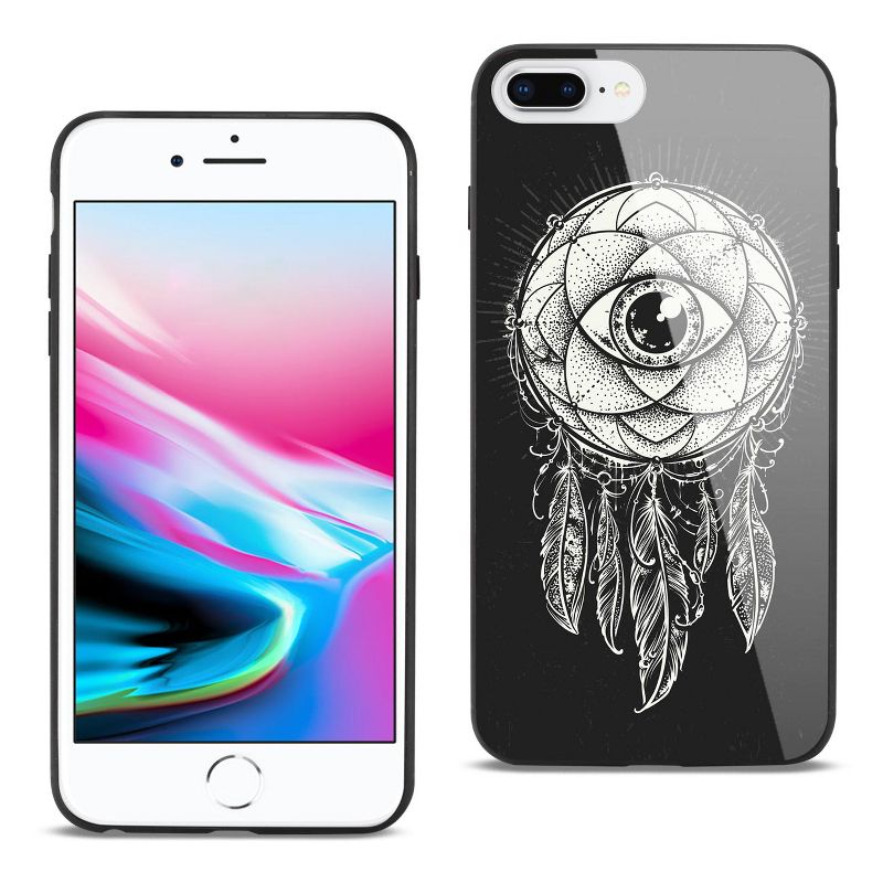 Reiko iPhone 8 Plus Hard Glass Design TPU Case with Dreamcatcher Design in Black, 1 of 5