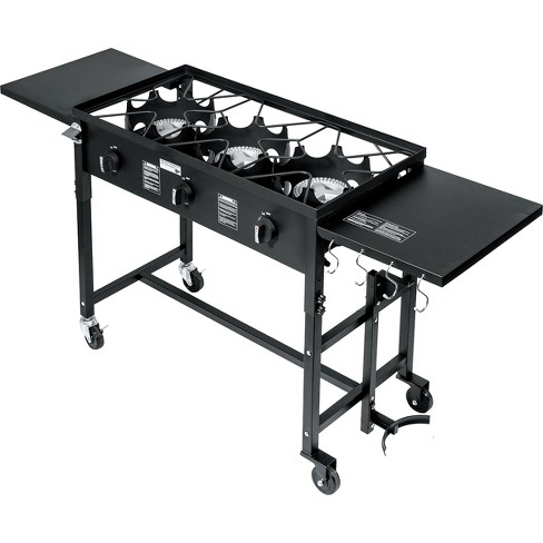 Barton 87 000 Btu 3 burner Outdoor Propane Grill Camp Stove Side Table W Wheel 4 Hook Utensil Holder Black Target