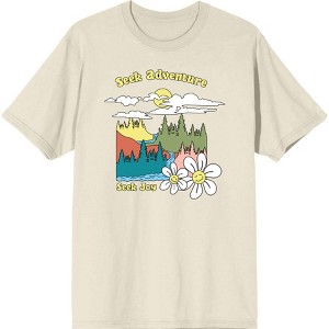 Positive Vibes Seek Adventure, Seek Joy Happy Flowers Adult Short Sleeve Tee - 1 of 2