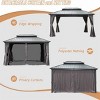 12X16 FT Outdoor Hardtop Gazebo,Gazebo With Galvanized Steel Double Roof Canopy And Curtains,Aluminum Metal Permanent Gazebo-Coolbibila - 3 of 4