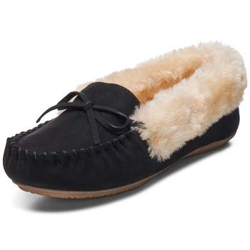 Alpine Swiss Leah Womens Shearling Moccasin Slippers Faux Fur Slip On House Shoes