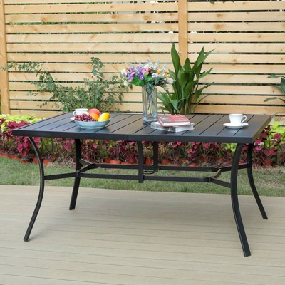 60" Outdoor Rectangle Steel Dining Table - Black - Captiva Designs