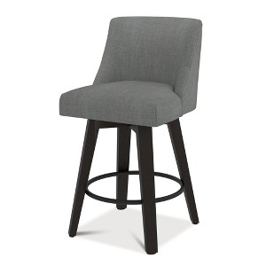 Dyonery Single Swivel Bar Stool with Back & Footrest, 26 Inch Counter Height Barstool for Kitchen Island - 1 of 4