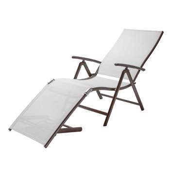 Outdoor Aluminum Adjustable Chaise Lounge - Light Gray - Crestlive Products
